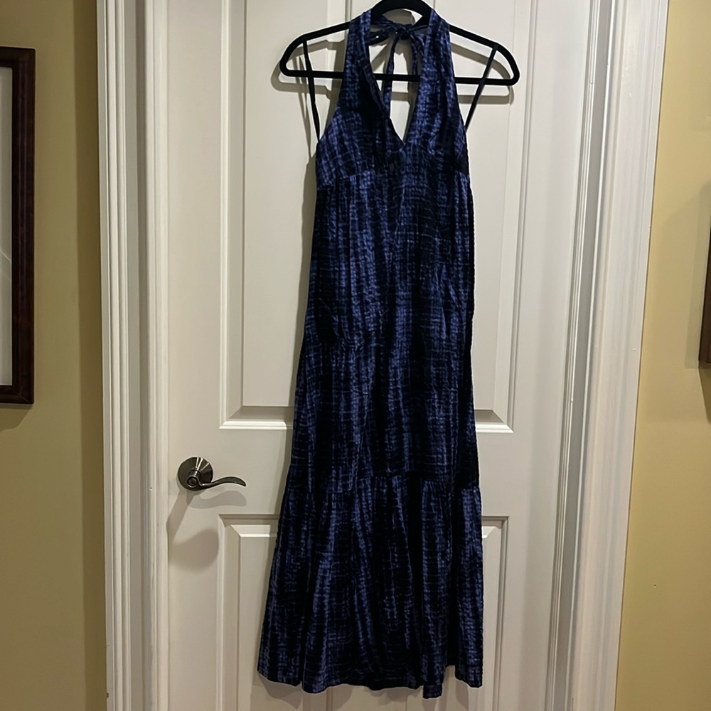 Michael Kors Navy tie dye halter  maxi dress
